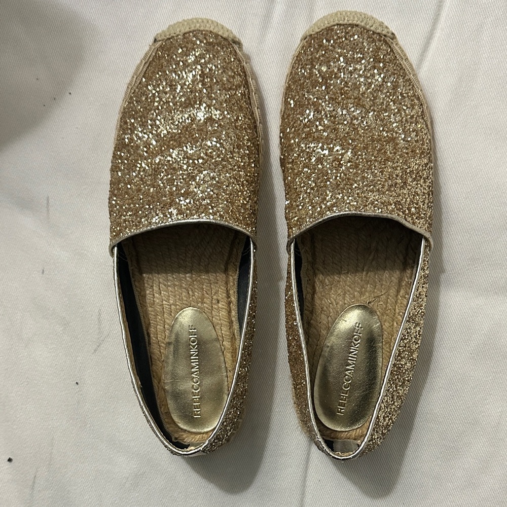 Rebecca Minkoff Gold Sparkle Espadrilles 8.5